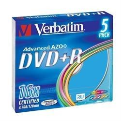 Verbatim DVD+R 4.7 Go - 16x (Boite Slim x5) Coloré