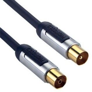 Profigold PROV8702 - Cordon coaxial mâle/femelle pour antenne TV - Connecteurs plaqués Or - 2m