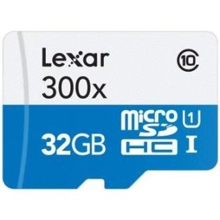 Lexar MicroSDHC 32 Go 300x (45Mo/s) + Adaptateur SD