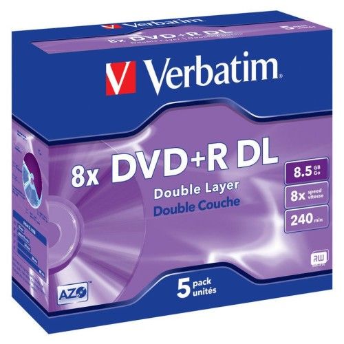 Verbatim DVD+R DL 8.5 Go - 8x (Boite CD x5)