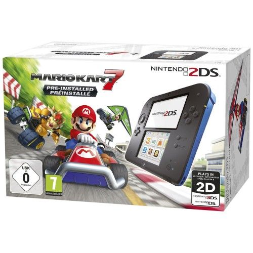 Nintendo 2DS Noir / Bleu + Mario Kart 7