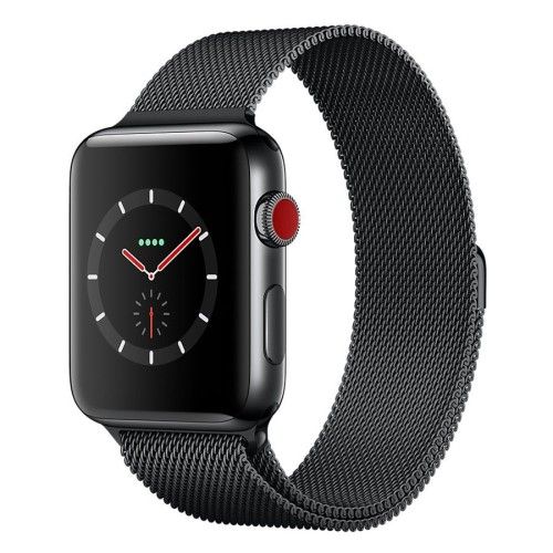 Apple Watch Series 3 GPS + Cellular Acier Noir Milanais Noir Sidéral 38 mm