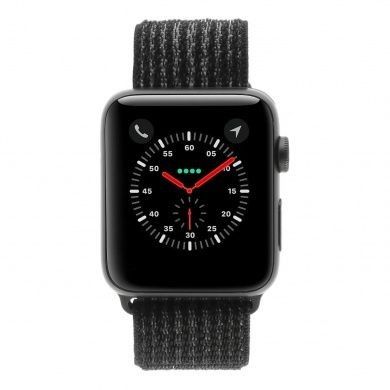 Apple Watch Series 3 - boîtier en aluminium gris 42mm - boucle sport noir (GPS+Cellular)