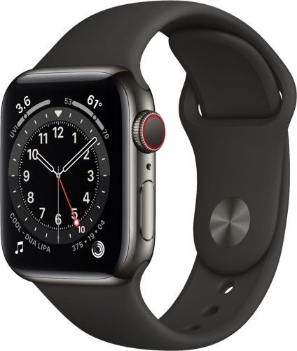 Apple Watch Series 6 GPS Cellular Stainless steel Graphite Sport Band Black 40 mm